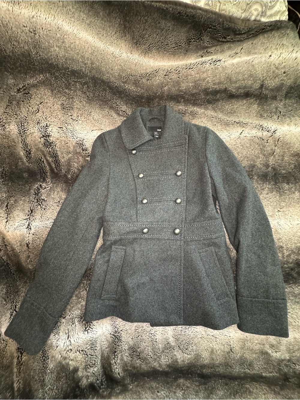 H&M Gray Double-Breasted Pea Coat